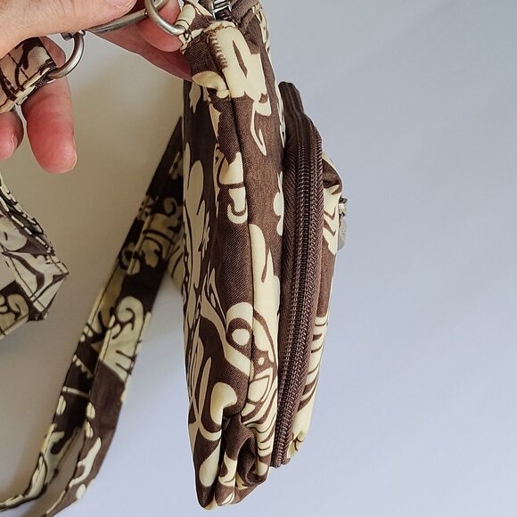 Baggallini Brown & Cream Floral Crossbody Purse Adjustable Strap - Picture 9 of 16